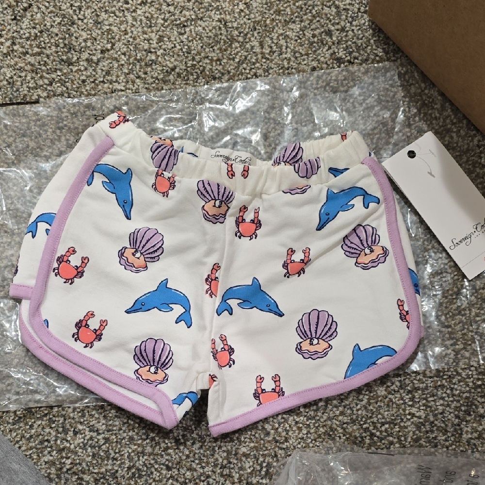 Kids Dolphin and Crab Print Shorts